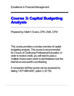 Course 3: Capital Budgeting Analysis