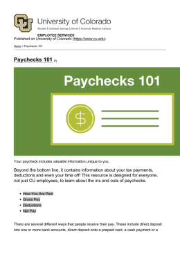 Paychecks 101 - University of Colorado