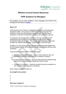 Wiltshire Council Human Resources TUPE Guidance for Managers