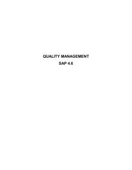 Quality Management SAP 4.6