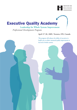 Executive Quality Academy - Institute for Healthcare Improvement