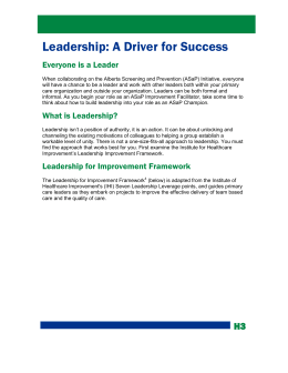 Leadership: A Driver for Success - Toward Optimized Practice (TOP)