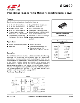 Si3000 Data Sheet -- VoiceBand Codec with Microphone/Speaker