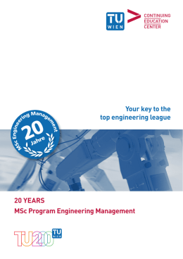 Booklet "20 Years MSc Program Engineering Management"