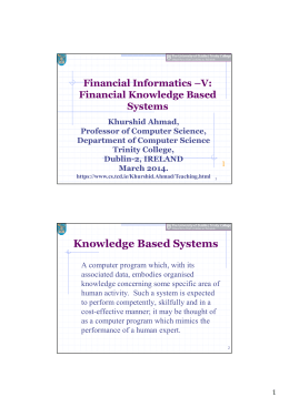 Knowledge Based Systems - Trinity College Dublin