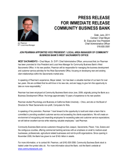 press release for immediate release community business bank