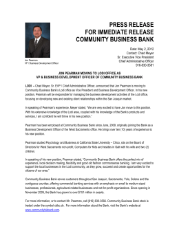 press release for immediate release community business bank