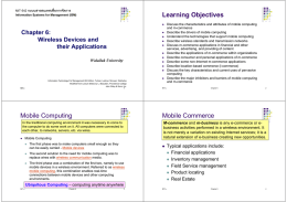Learning Objectives Mobile Computing Mobile Commerce