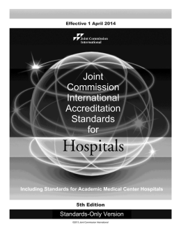 JCI Hospital 5e Standards Only - Joint Commission International