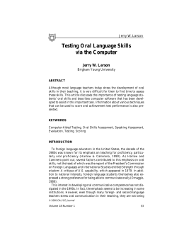 Testing Oral Language Skills via the Computer