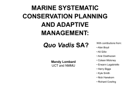 Marine Systematic Conservation Planning and Adaptive