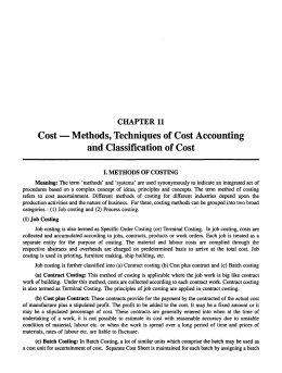 Cost - Methods, Techniques of Cost Accounting and Classification of