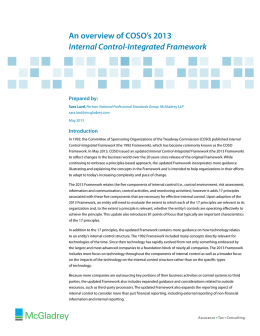 An overview of COSO`s 2013 Internal Control