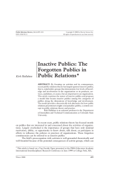 Inactive Publics: The Forgotten Publics in Public Relations (PDF