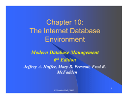 Chapter 10: The Internet Database The Internet Database