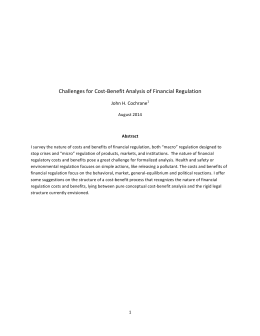 Challenges for Cost-‐Benefit Analysis of Financial Regulation