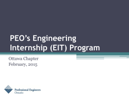 PEO`s Engineering Internship (EIT) Program