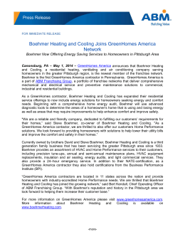 Boehmer Heating and Cooling Joins GreenHomes America Network