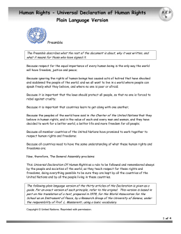Universal Declaration of Human Rights Plain Language Version