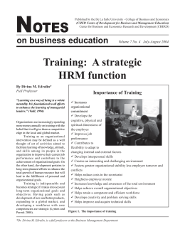 Training: A strategic HRM function