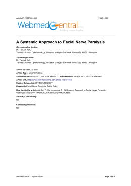 A Systemic Approach to Facial Nerve Paralysis