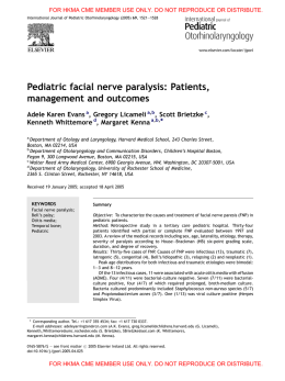 Pediatric facial nerve paralysis: Patients, management