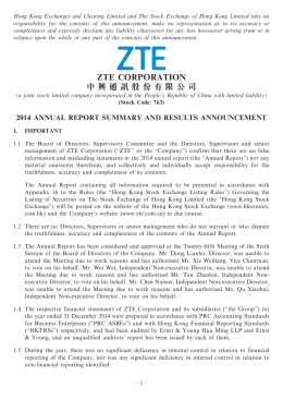 zte corporation 2014 annual report summary and results