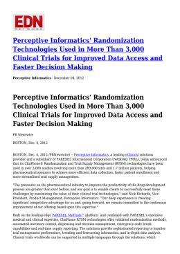 Perceptive Informatics` Randomization Technologies Used in
