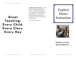 Explicit Direct Instruction - Pacheco Union School District
