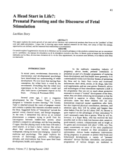 A Head Start in Life?: Prenatal Parenting and the Discourse of Fetal