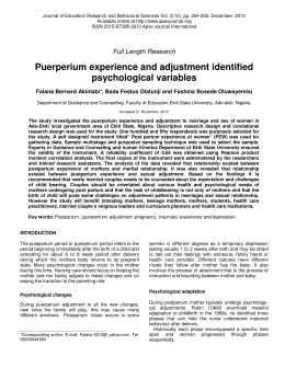 Puerperium experience and adjustment identified psychological