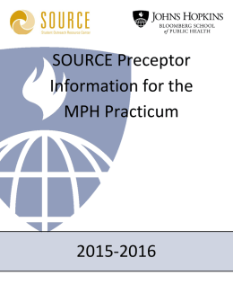 2015-2016 SOURCE Preceptor Information for the MPH Practicum