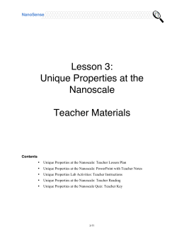 Unique Properties at the Nanoscale Teacher Materials