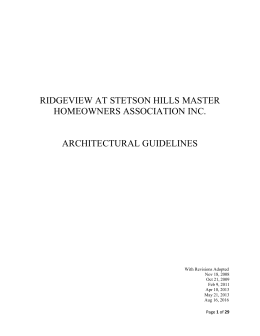 Architectural Guidelines - Stetson Hills Master HOA