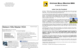 STETSON HILLS MASTER HOA Letter from the President!