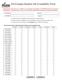 On-Campus Student Job Availability Form