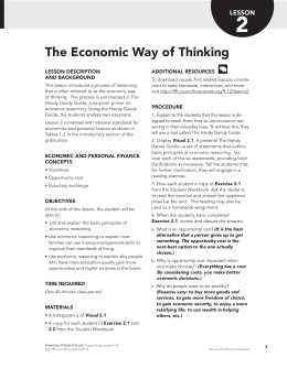 The Economic Way of Thinking- Teacher Guide