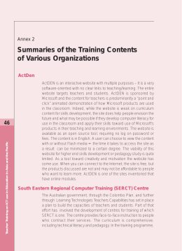 Annex2: Summaries of the Training Contents of Various Organizations