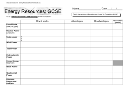 Energy Resources: GCSE