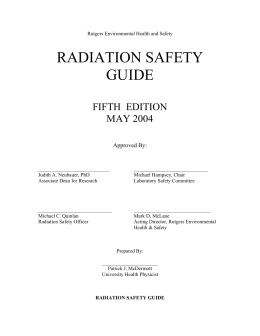 RWJMS / UMDNJ Radiation Safety Guide