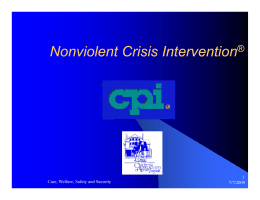 Nonviolent Crisis Intervention - West Virginia Department of Health
