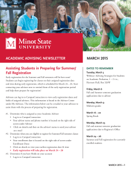 ACADEMIC ADVISING NEWSLETTER MARCH 2015 Assisting