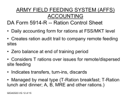 ARMY FIELD FEEDING SYSTEM (AFFS) ACCOUNTING DA Form