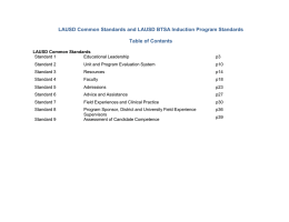 LAUSD Common Standards and LAUSD BTSA Induction Program