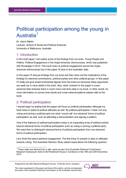 Political participation among the young in Australia