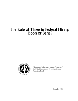 The Rule of Three in Federal Hiring: Boon or Bane?