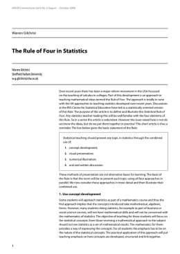 The Rule of Four in Statistics…. MSOR Connections Vol 6 No 3