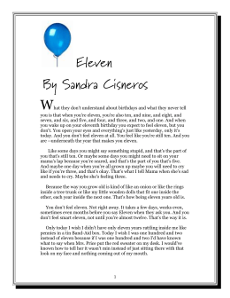 Eleven By Sandra Cisneros