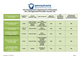 The Pennsylvania Department of Education Act 126 Approved