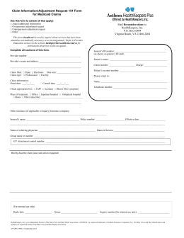 Claim Information/Adjustment Request 151 Form for Medicaid Claims